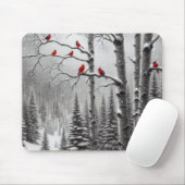 Rote Kardinäle im Winterwald Mousepad (Mit Mouse)