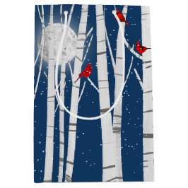 Rote Kardinäle in Birch Tree Mittlere Geschenktüte