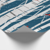 Rote Kardinäle in weißen Birkenbäumen Geschenkpapier (Ecke)