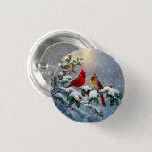 Rote Kardinäle und Holly in Snow Button (Vorne & Hinten)