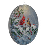 Rote Kardinäle und Holly in Snow Dartscheibe (Vorderseite Links)