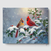 Rote Kardinäle und Holly in Snow Gästebuch (Rückseite)