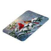 Rote Kardinäle und Holly in Snow Magnet (Linke Seite)