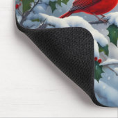 Rote Kardinäle und Holly in Snow Mousepad (Ecke)