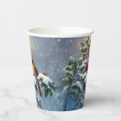 Rote Kardinäle und Holly in Snow Pappbecher (Links)