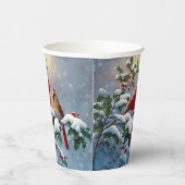 Rote Kardinäle und Holly in Snow Pappbecher (Rechts)