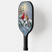 Rote Kardinäle und Holly in Snow Pickleball Schläger (Links)