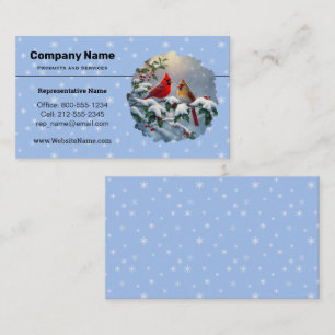 Rote Kardinäle und Holly in Snow Visitenkarte