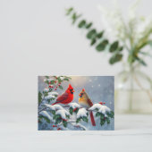 Rote Kardinäle und Holly in Snow Visitenkarte (Stehend Vorderseite)