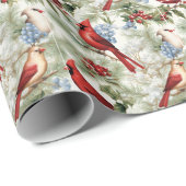 Rote Kardinäle und Winterpferde Geschenkpapier (Rolleneckpunkt)