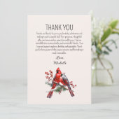 Rote Kardinäle Vögel Frauen Geburtstag Dankeskarte (Stehend Vorderseite)