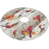 Rote Kardinäle von White Birch Tree Polyester Weihnachtsbaumdecke (Schrägansicht)