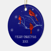 Rote Kardinäle | Weihnachtsjahr Keramik Ornament (Links)