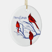 Rote Kardinäle | Weihnachtsjahr Keramikornament (Rechts)