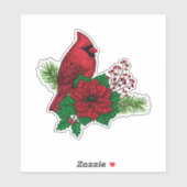Rote Kardinäle zur Weihnachtsdekoration Aufkleber (Blatt)