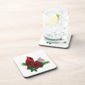 Rote Kardinäle zur Weihnachtsdekoration Getränkeuntersetzer (Rechte Seite)