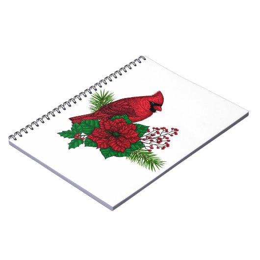 Rote Kardinäle zur Weihnachtsdekoration Notizblock (Linke Seite)