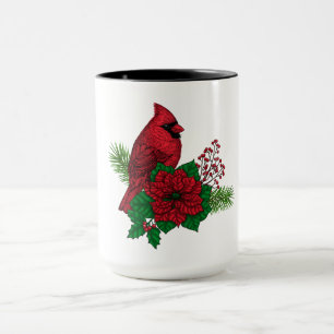 Rote Kardinäle zur Weihnachtsdekoration Tasse
