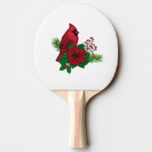 Rote Kardinäle zur Weihnachtsdekoration Tischtennis Schläger (Rückseite)