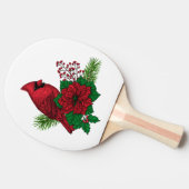 Rote Kardinäle zur Weihnachtsdekoration Tischtennis Schläger (Seitenansicht)