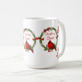 Rote Kardinals-und Beeren-Weihnachtsbeifall-Tasse Kaffeetasse (VorderseiteRechts)