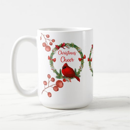 Rote Kardinals-und Beeren-Weihnachtsbeifall-Tasse Kaffeetasse (Links)