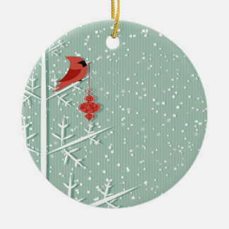 Rote Kardinals-Verzierung Keramikornament