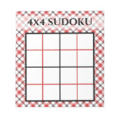 Rote Karierte 4x4-Sudoku-Grid-Vorlage Notizblock (Vorderseite)