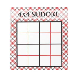 Rote Karierte 4x4-Sudoku-Grid-Vorlage Notizblock