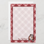 Rote karierte Bulldogge Briefpapier (Vorne/Hinten)