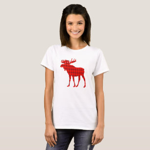 Rote karierte Elche T-Shirt