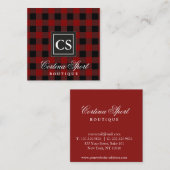 Rote karierte Geschäftskarte Quadratische Visitenkarte (Vorne/Hinten)