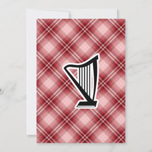 Rote karierte Harfe Einladung (Rückseite)