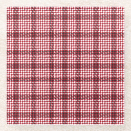 Rote Karierte karierte Karton-Textur Glasuntersetzer (Vorderseite)