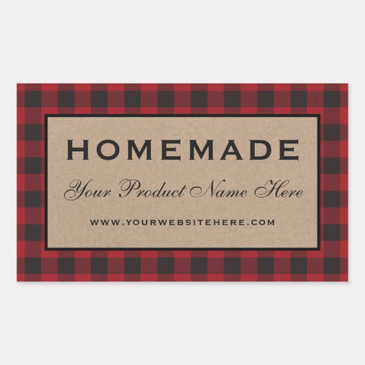 Rote Karierte Kraft Rechteckiger Aufkleber (Vorderseite)