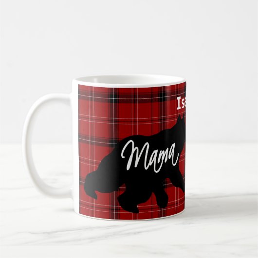 Rote karierte Mutter Bear Kaffeetasse (Links)