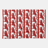 Rote Karierte Pferde und Ornamente Geschirrtuch (Horizontal)