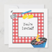Rote karierte Picnic-Party Einladung (Rückseite)