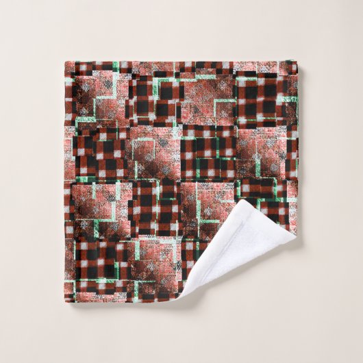 Rote, karierte Quadrate, die dem seltsamen Mosaik Badhandtuch Set (Waschlappen)