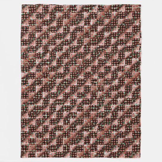 Rote, karierte Quadrate, die dem seltsamen Mosaik  Fleecedecke (Vorderseite)