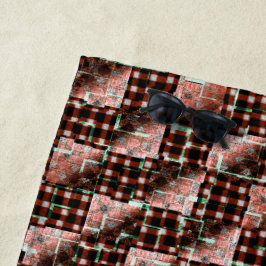 Rote, karierte Quadrate, die dem seltsamen Mosaik  Strandtuch