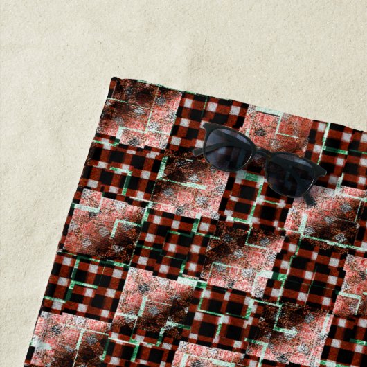 Rote, karierte Quadrate, die dem seltsamen Mosaik  Strandtuch (Beispiel)