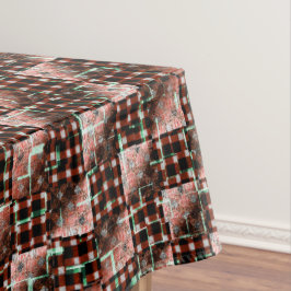 Rote, karierte Quadrate, die dem seltsamen Mosaik  Tischdecke