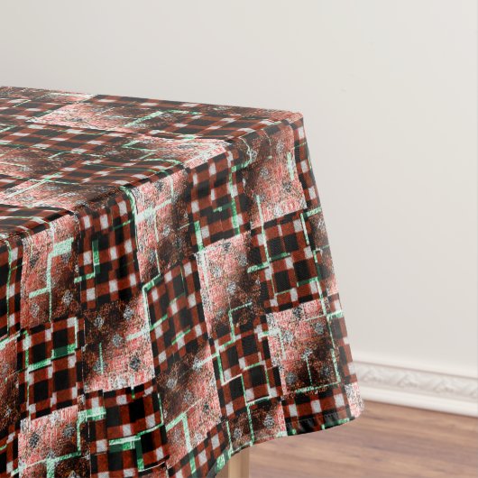 Rote, karierte Quadrate, die dem seltsamen Mosaik Tischdecke (Beispiel)