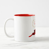 Rote karierte Ren-Monogramm-Tasse Zweifarbige Tasse (Links)
