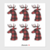 Rote Karierte Rentier-Aufkleber Aufkleber (Blatt)