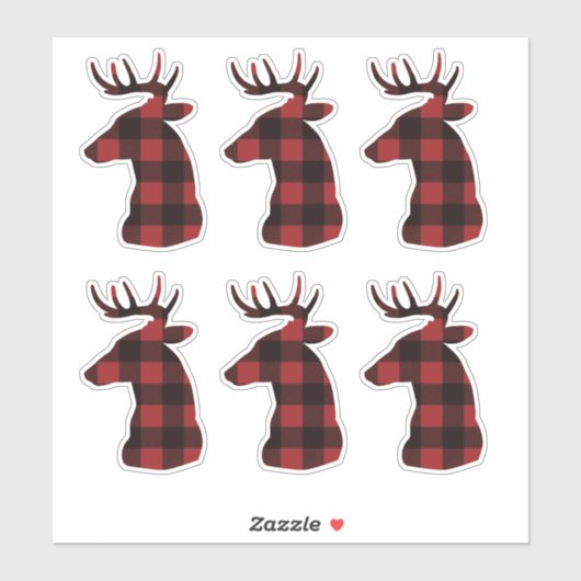 Rote Karierte Rentier-Aufkleber Aufkleber (Blatt)