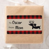 Rote Karierte Rentier-Dackel-Geschenkmarken