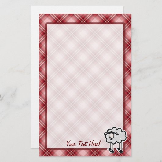 Rote karierte Schafe Briefpapier (Vorne/Hinten)