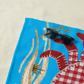 Rote Karierte Steppoptik Krabben Strandtuch (Beispiel)